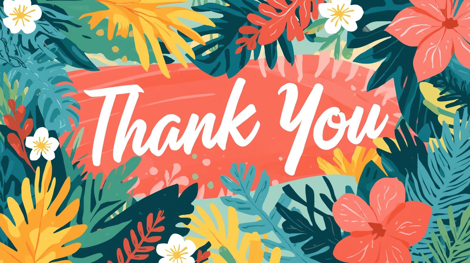 thank you image with tropical colors and style